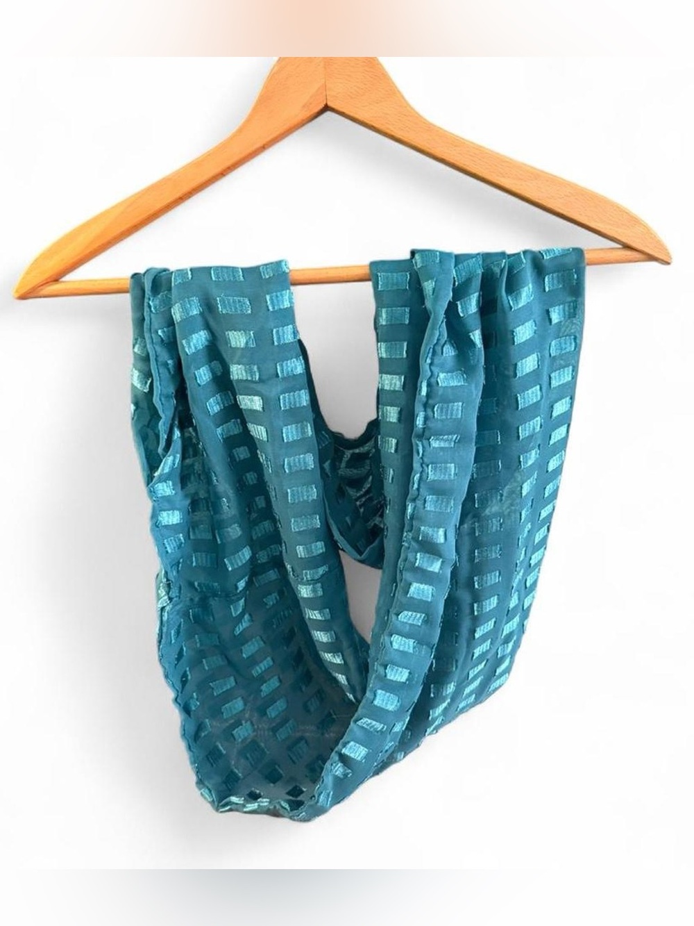 Teal Openwork Infinity Scarf - Unbranded